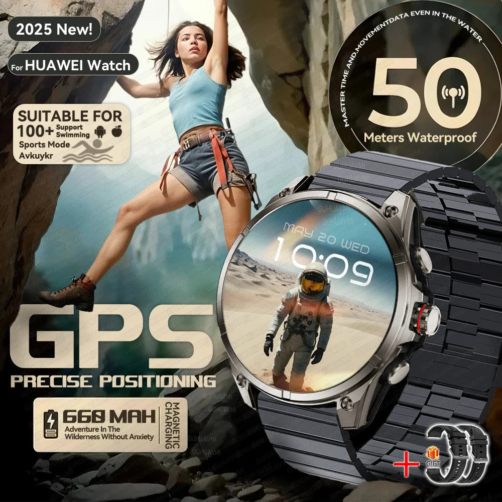 2025 nouvelles montres intelligentes GPS haut de gamme altimètre extérieur baromètre écran AMOLED boussole GPS intégrée sport militaire Smartwatch hommes