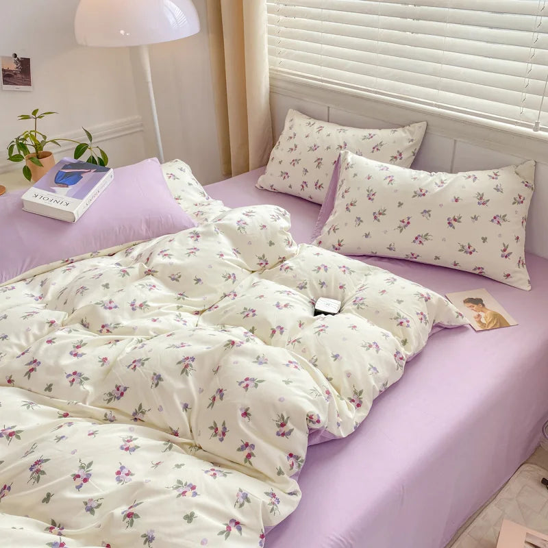 Parure de lit rayée pour enfants et adultes, style INS, double, reine, taille athlon, housse, drap plat, taie d'oreiller, linge de lit, couette, textile de maison