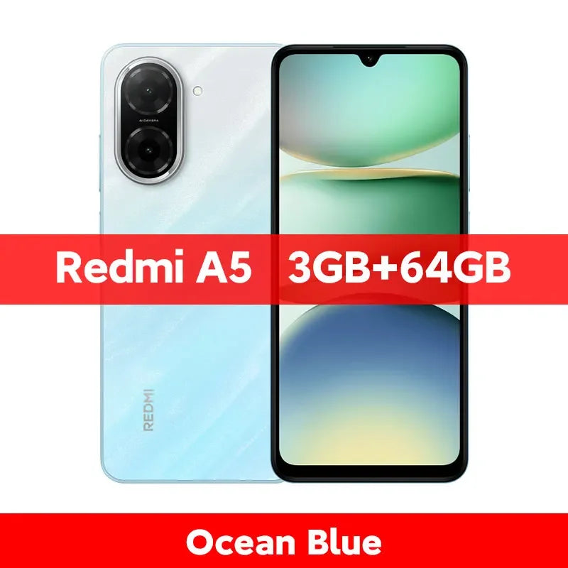 Version mondiale Xiaomi Redmi A5 Smartphone 32MP AI double caméra 6.88 "affichage UNISOC T7250 CPU 5200mAh batterie 15W charge rapide