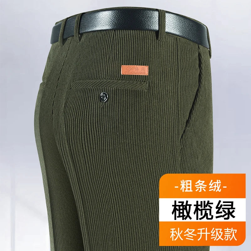 Pantalon en velours côtelé 2024 coton pour hommes, tissu doux et confortable, jogging pour hommes d'âge moyen, papa mari, pantalon de bureau quotidien
