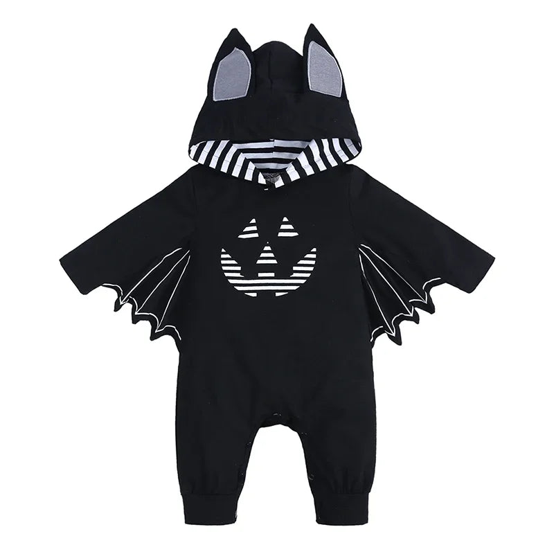 Halloween noir chauve-souris Vampire bébé garçons filles barboteuse infantile combinaison chauve-souris à manches longues body pour nouveau-né vêtements Costumes ensemble