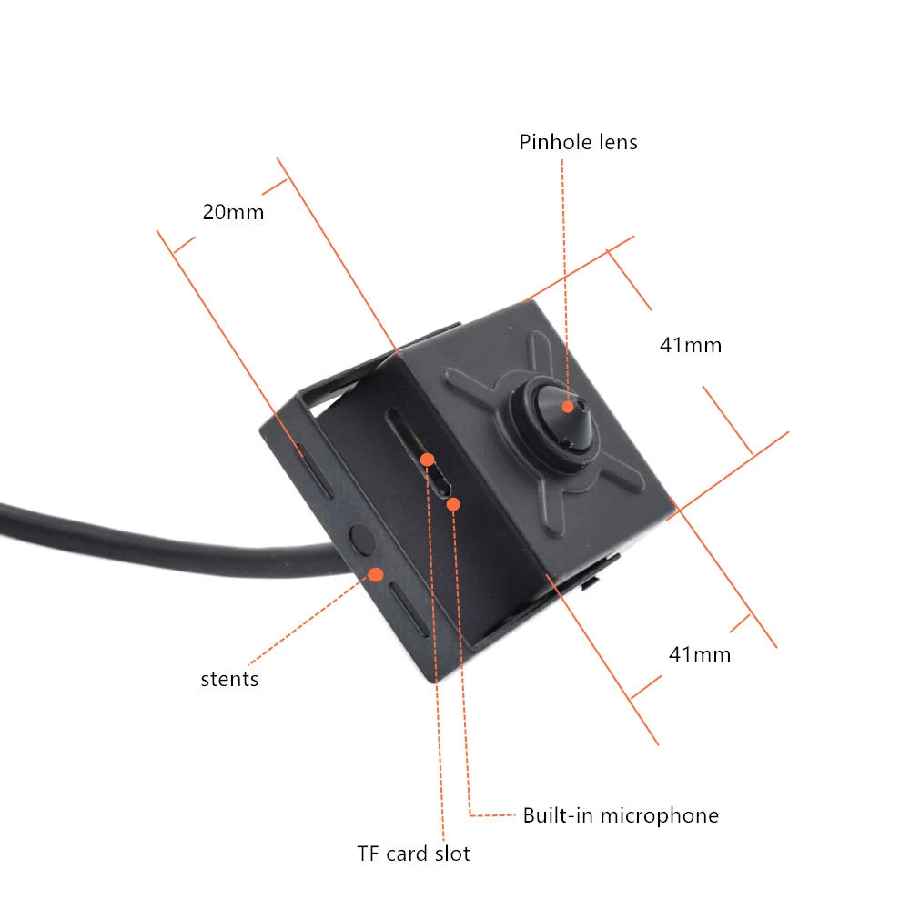 Mini caméra IP carrée 4K 8MP PoE StarlightIMX415, avec trou pour broche, lentille coréenne, pour l'intérieur, usage médical