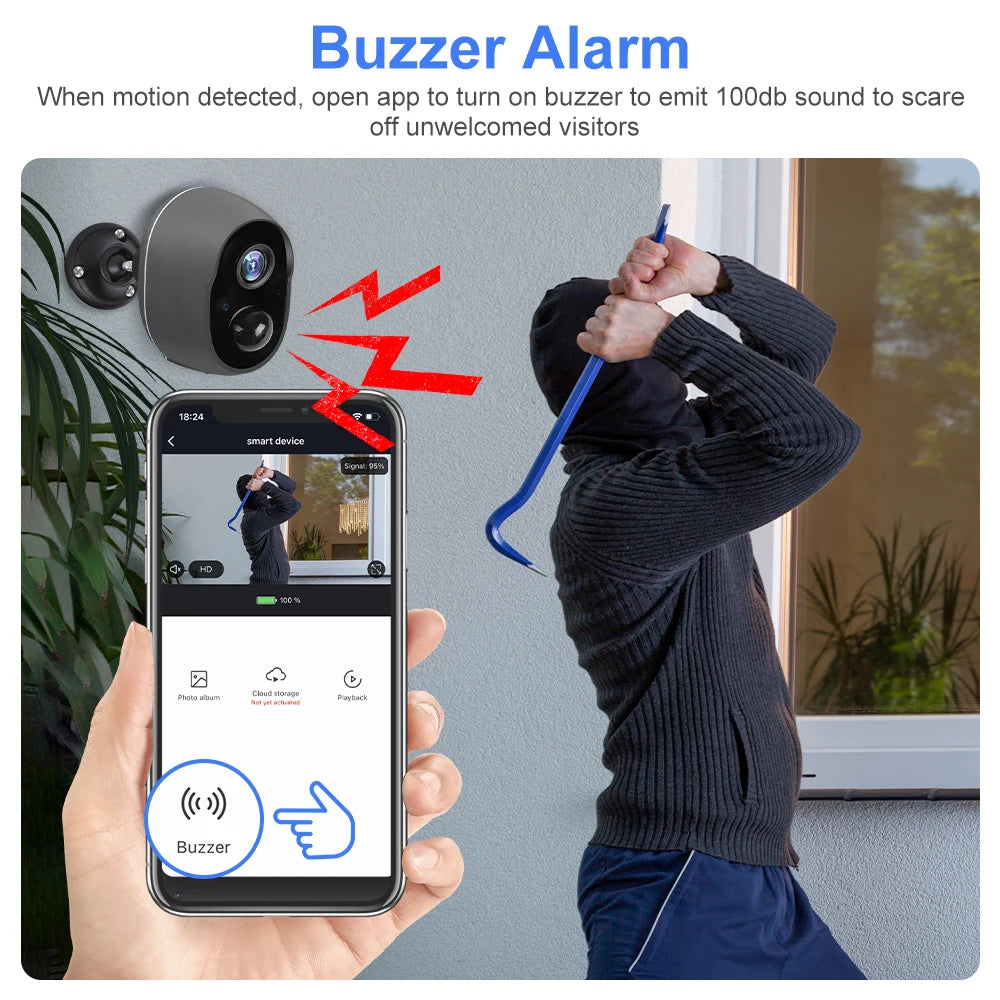 Tuya 5200 mAh batterie rechargeable solaire WiFi sécurité 3MP FHD CCTV caméra 135 ° grand Angle de vue 4X Zoom numérique Alexa Google caméra