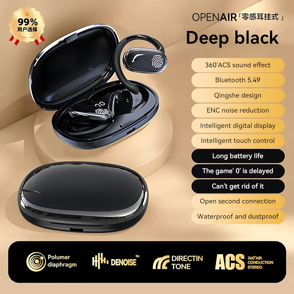 Écouteurs sans fil Bluetooth 5.4 OWS, casque d'écoute avec micro, étanche, son stéréo Hifi