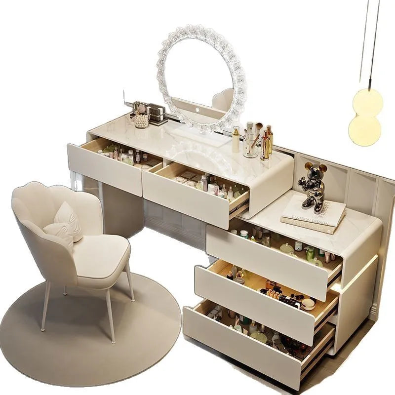 Commode à plinthes en bois massif, moderne et simple, style crème, pour petit appartement, table de maquillage, chambre à coucher, chevet intégré, nouvelle collection