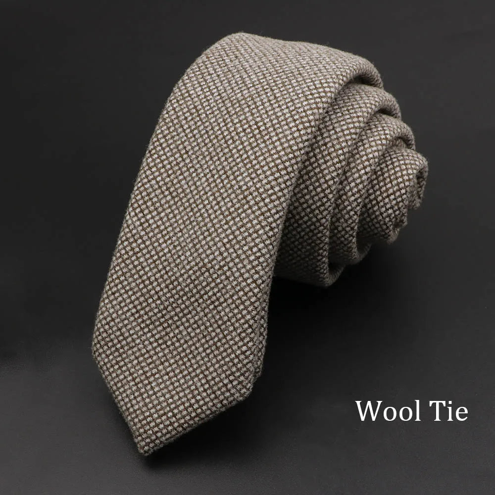 Coton solide fait à la main Cravates en laine Hommes Cravate Rayé Col étroit Slim Cachemire Casual Cravate Accessoires