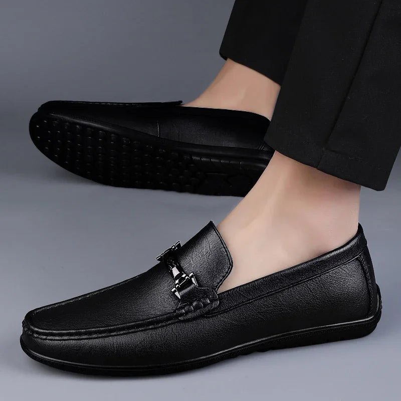 Marque de luxe hommes mocassins mode printemps automne chaussures décontractées nouveaux hommes confortables conduite appartements en cuir véritable mocassins chaussures de marche