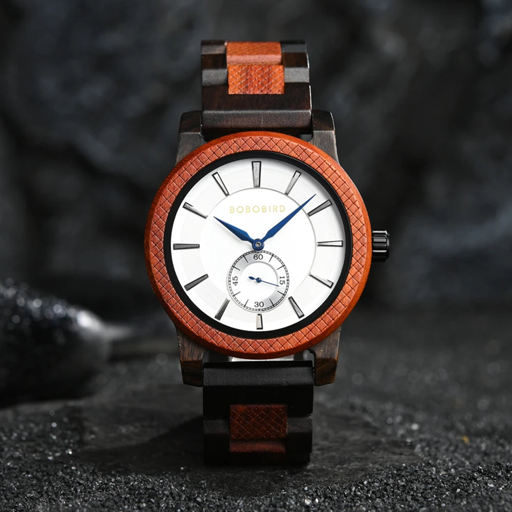 Wood Watch BOBOBIRD Top New Men's Quartz Wristwatch Fashion Business Clock Engraved Watches Custom Logo Great Birthday Gift Box