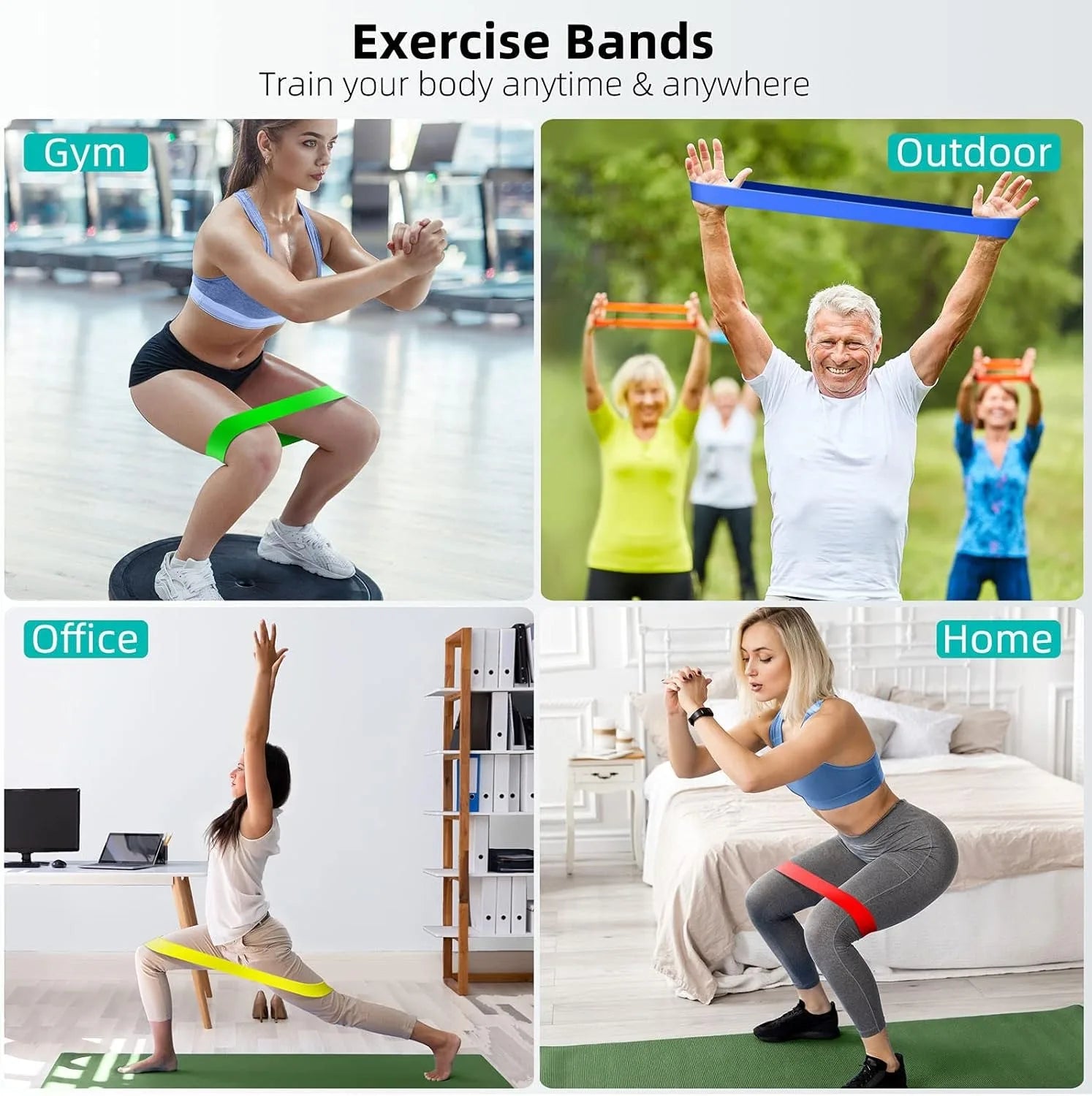 Bandes de résistance TPE, ensemble de Fitness, bandes à boucle en caoutchouc, entraînement de force, extenseur, équipement de gymnastique de Yoga, boucle en caoutchouc élastique