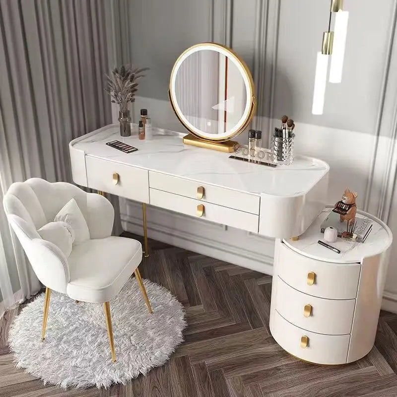 Meuble de chambre à coucher, rangement, chargement sans fil, Bluetooth, commode de maquillage, coiffeuse, Table intelligente avec miroir LED