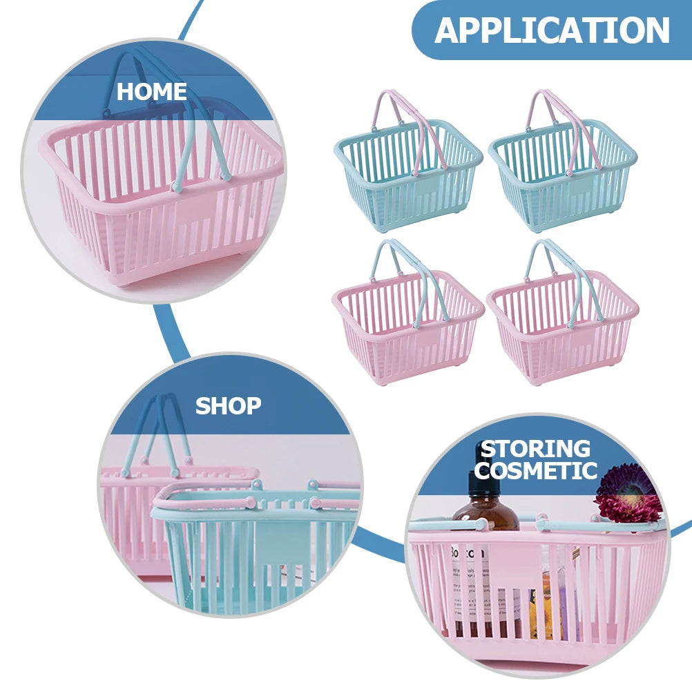 Paniers de cueillette de fraises et cerises, 4 pièces, petits paniers de courses à main en plastique, boîte de rangement de jouets pour enfants, panier de douche Portable pour salle de bain