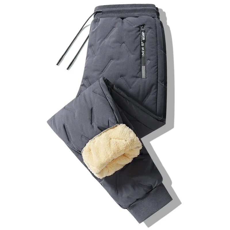 Hiver vers le bas coton pantalon hommes en plein air en peluche épais velours chaud pantalons de sport Lambswol décontracté imperméable coupe-vent pantalon de Ski 7XL
