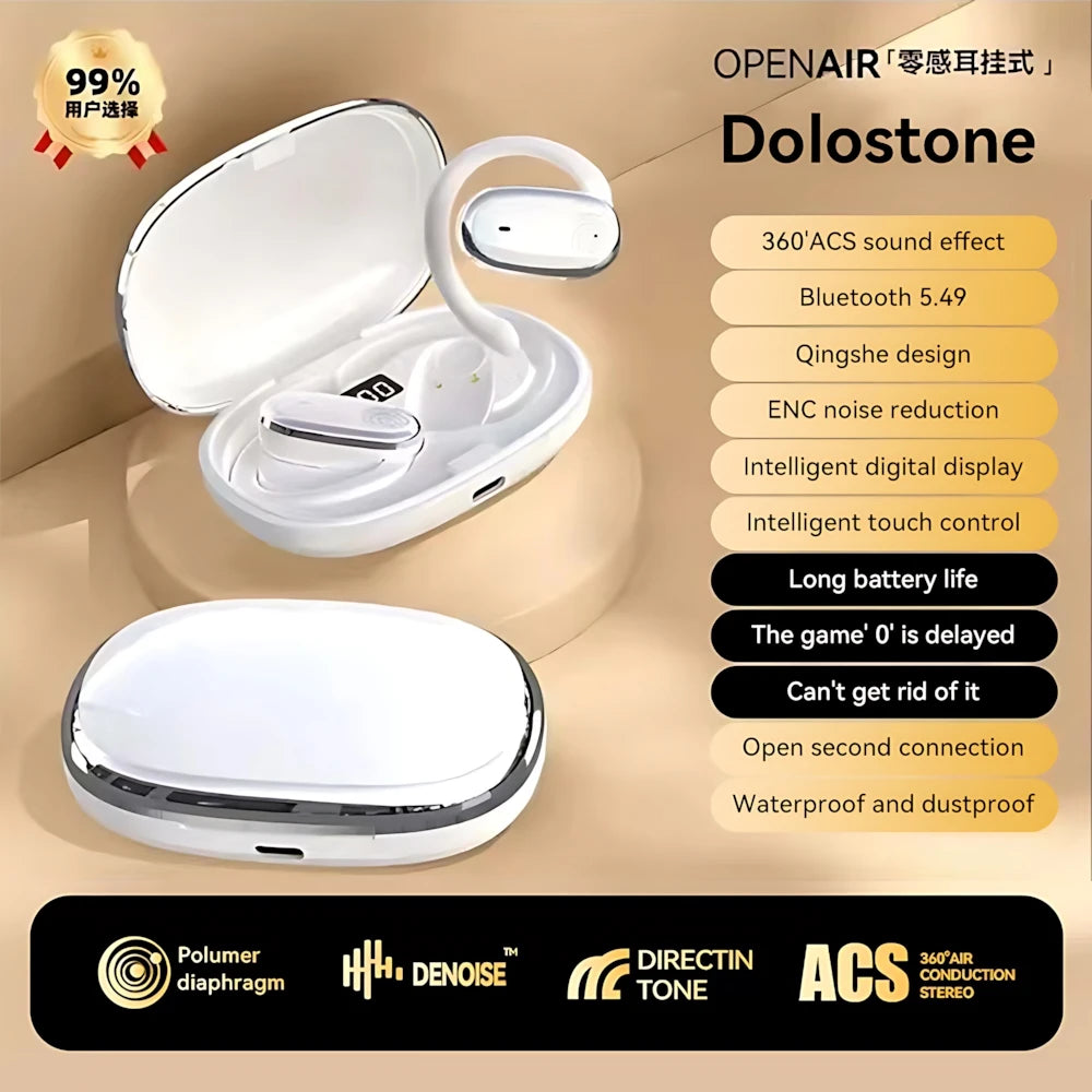 Écouteurs sans fil Bluetooth 5.4 OWS, casque d'écoute avec micro, étanche, son stéréo Hifi