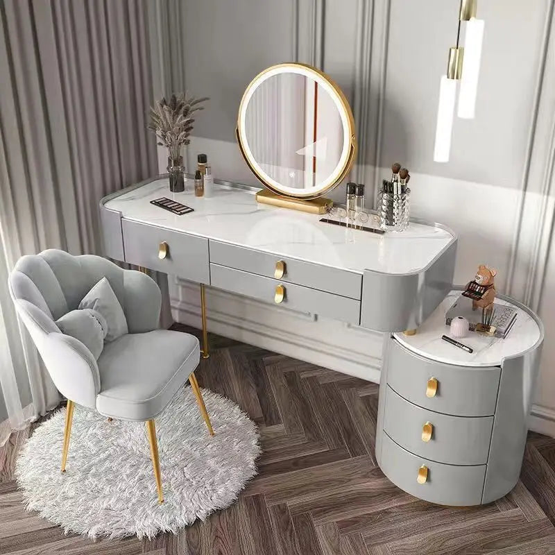 Meuble de chambre à coucher, rangement, chargement sans fil, Bluetooth, commode de maquillage, coiffeuse, Table intelligente avec miroir LED