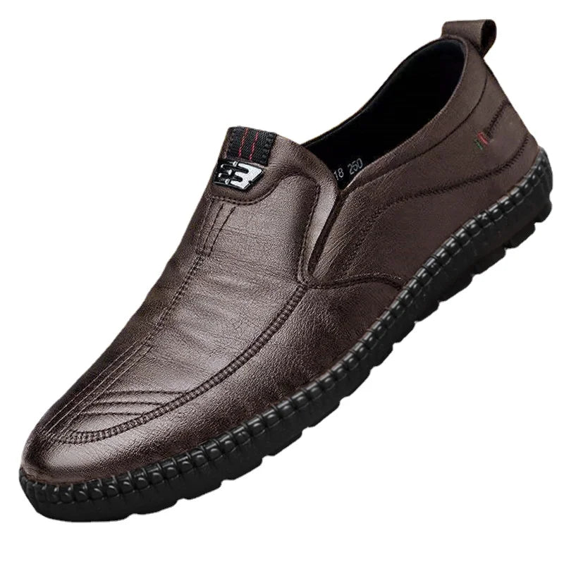 Mocassins en cuir PU pour hommes, chaussures plates de marche antidérapantes, respirantes, décontractées, pour le travail, le bureau, la conduite, baskets2