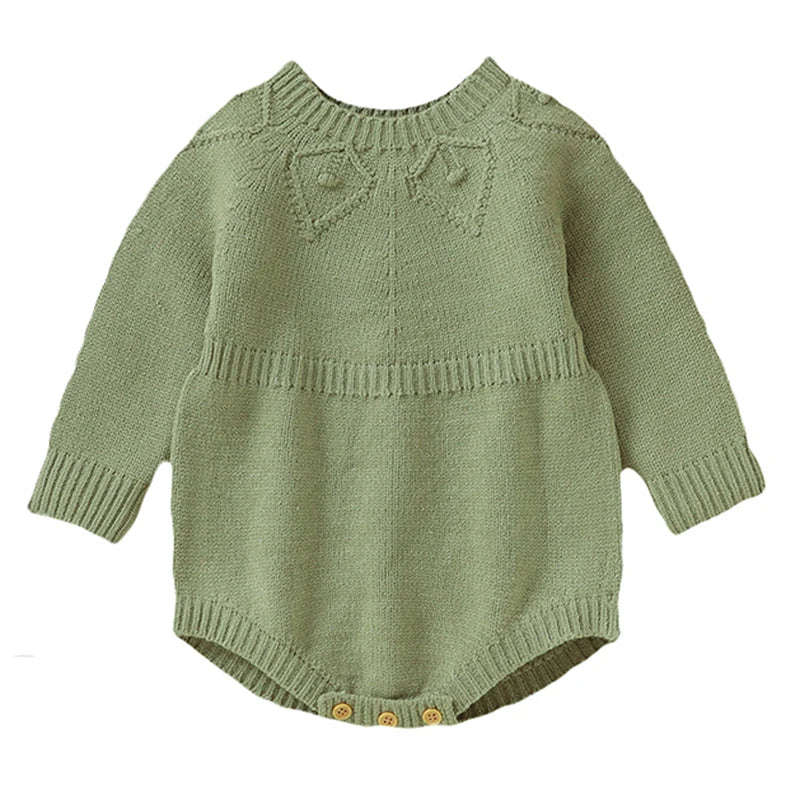 2025 Combinaison de Noël unisexe pour bébé Vert Vêtements mignons pour nouveau-né Automne Hiver Garçons Filles Col rond Cadeau de Noël Body en tricot
