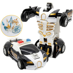 Voiture de déformation à une clé pour enfants, robot de transformation automatique, jouet moulé sous pression, mini modèle en plastique 2 en 1, cadeaux amusants pour garçons