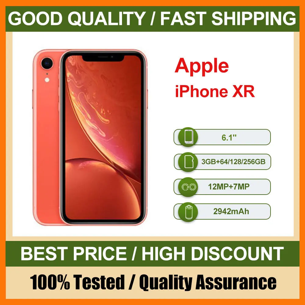Original utilisé Apple iPhone XR débloqué 4G téléphone portable Face ID 6.1 "64/128/256GB ROM 12MP IOS NFC caméra Hexa-core Smartphones