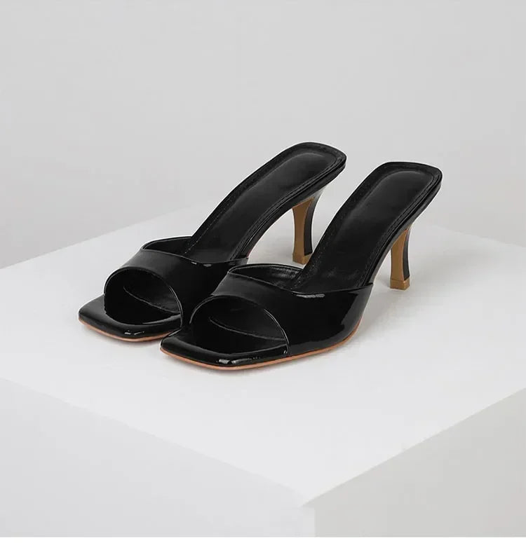 NewHigh talons chaussons pour femmes élégant décontracté bout carré pantoufles chaussures d'été Zapatos De Mujer femmes sandales De créateur 35-42