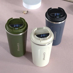 Tasse à café Thermos en acier inoxydable, 380/510ml, affichage de la température, flacon sous vide, gobelet thermique, bouteille d'eau isolée