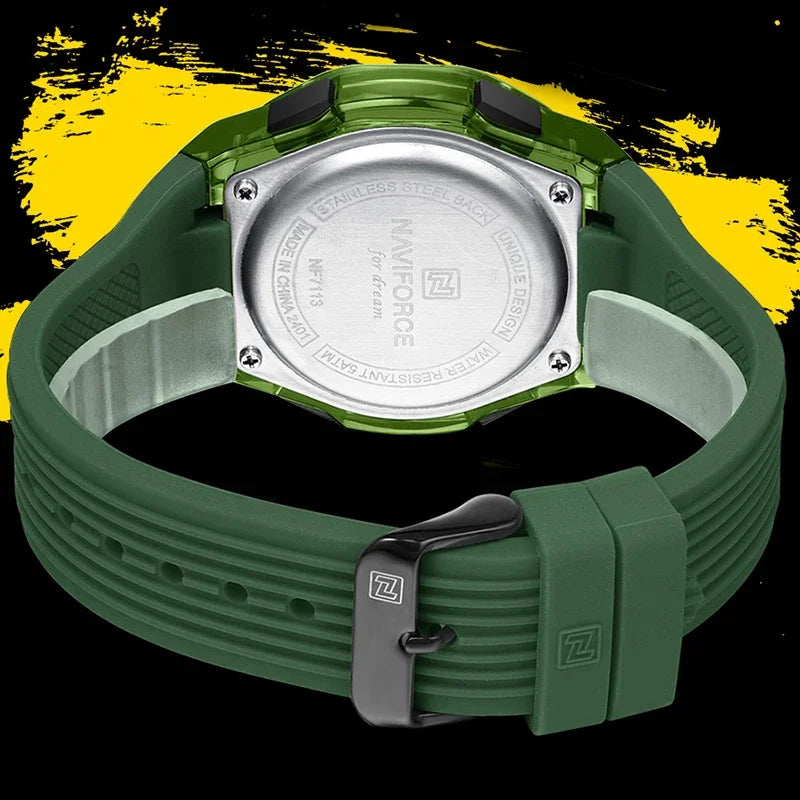 NAVIFORCE NF7113 montre pour hommes mode populaire bracelet en Silicone 5ATM étanche électronique Simple calendrier horloge