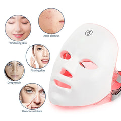 Masque Facial LED Photon 7 couleurs, thérapie à la lumière rouge, Anti-vieillissement, masque de beauté du visage et du cou, traitement de Relaxation, soins Anti-rides pour la peau