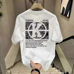T-shirt à Manches Courtes et Col Rond pour Homme, Streetwear, Décontracté, Hip-hop, à la Mode, Harajuku, Kpop, Lettres Imprimées