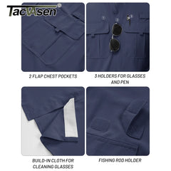 TACVASEN-Chemises de pêche de nuit UV pour hommes, chemise respirante à manches courtes, chemise de randonnée en plein air, chemises de pêche légères à séchage rapide