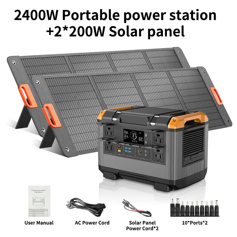 Centrale électrique Portable 2400w, générateur Portable 600w 1200w 600w avec panneau solaire 100w 200w pliable (plusieurs Options) Camping