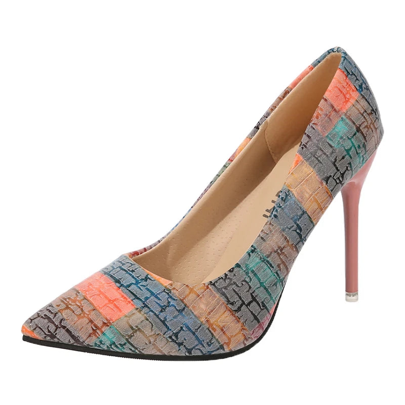 Parker pointu à talons aiguilles pour femmes, chaussures à talons super hauts pour femmes, motif à carreaux brodé, mode sexy, grande taille 42