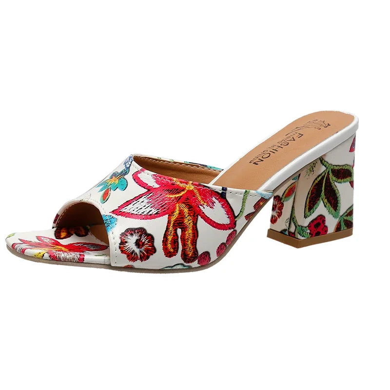 Pantoufles d'Été à Talons Épais pour Femme, Chaussures de Haute Qualité, Parka Ouverte, Décontractées, Grande Taille
