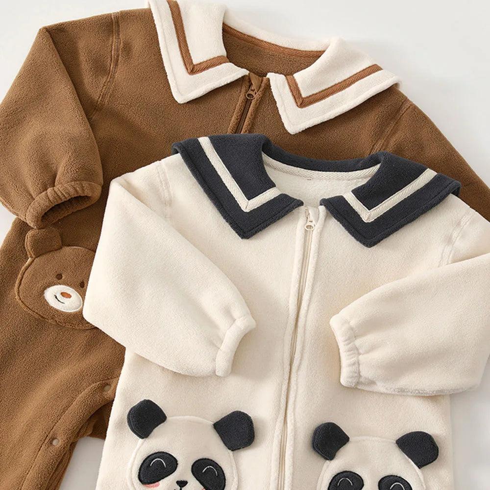 Barboteuse de noël pour bébé, manches longues, polaire chaude d'hiver, vêtements d'extérieur pour nourrissons, combinaisons unisexes pour garçons et filles