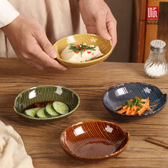 Shunxian – plats en céramique en forme de feuille, petits plats exquis haut de gamme, assiettes à collation créatives, assiettes de four artisanales en relief artistique