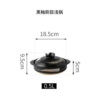 Casserole en céramique de Style japonais, petite casserole noire en argile, ustensiles de cuisine pour la maison, fournitures de cuisine, casserole à soupe, 1 pièces