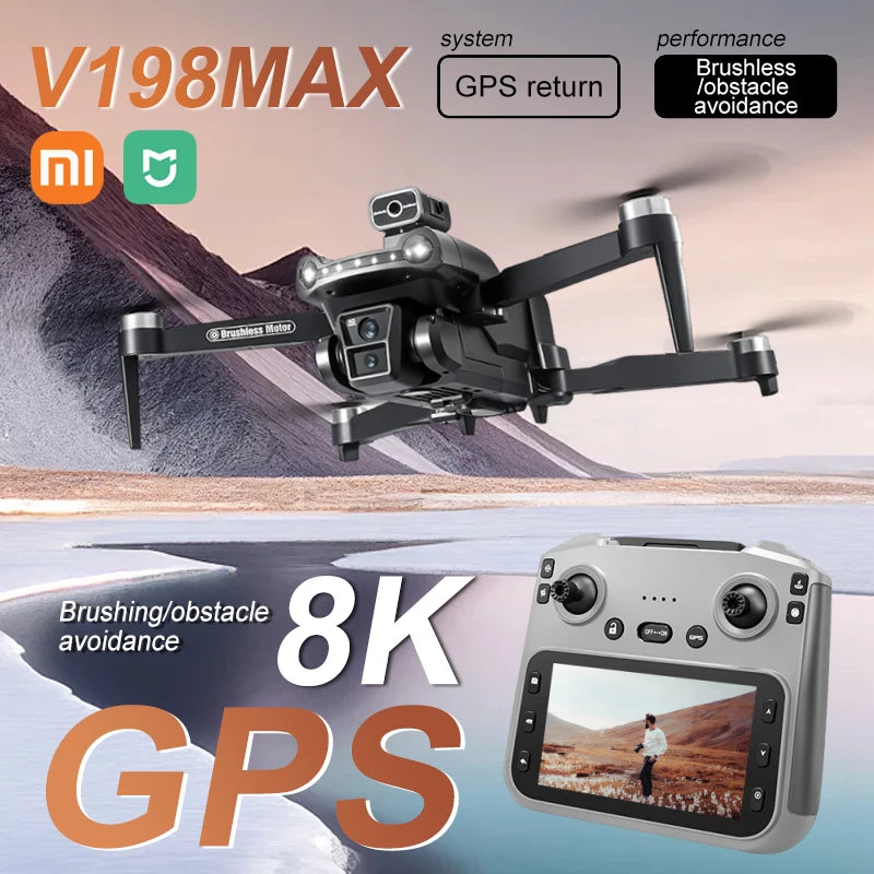 Xiaomi Mijia V198MAX Drone 8K professionnel FPV Laser sans brosse évitement d'obstacles aérien optique pliable quadrirotor Mini 4K Dron