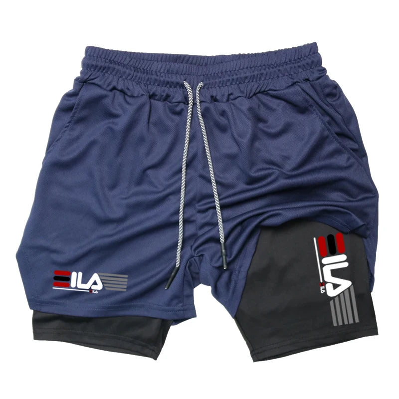 Shorts de compression 2 en 1 pour hommes, culotte de sport respirante à double couche, short de plage décontracté à séchage rapide