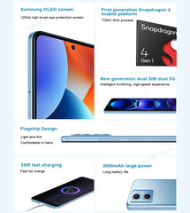 Global Rom Xiaomi Redmi Note 12 5G Smartphone 128GB/256GB 6.67 ''écran doré 120Hz Snapdragon 4 Gen1 48MP double caméra 33W utilisé