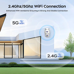 Jooan 4K 8MP HD Wifi PTZ caméra extérieure 5G Wifi double objectif caméras IP de sécurité 5X Zoom AI suivi ONVIF CCTV caméra de Surveillance