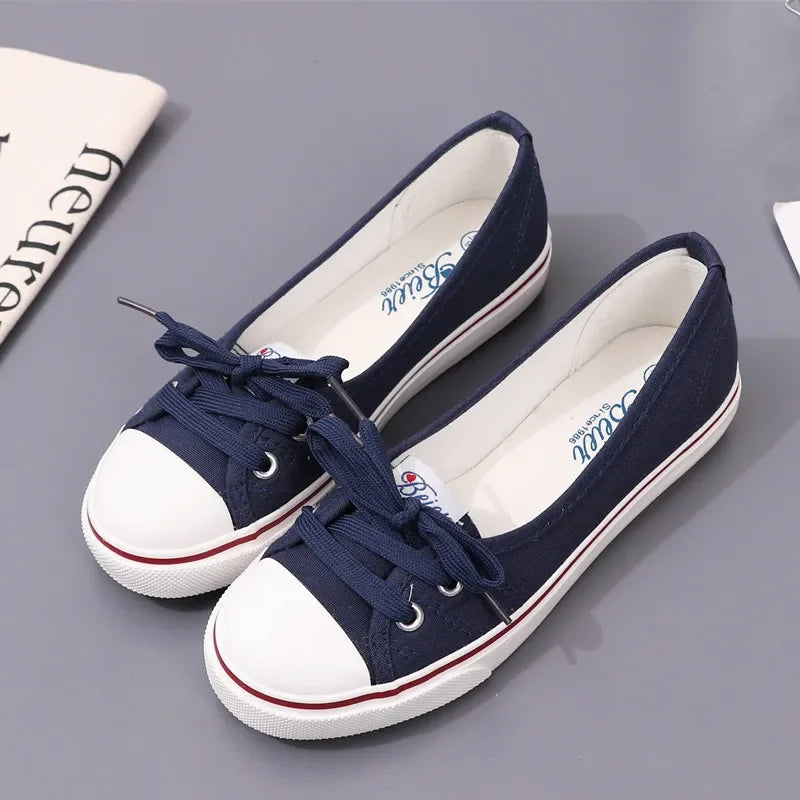 Toile Petit Blanc Peu Profond Coupe Été Plat Sport Casual Dames Soft Sneakers Plateforme Zapatillas De Mujer Tenis Femmes Luxe