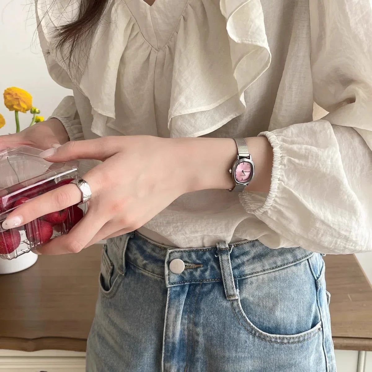 Petit cadran ovale montre verte Simple en acier inoxydable dames montres marque femmes de luxe cadeau montre à Quartz livraison directe