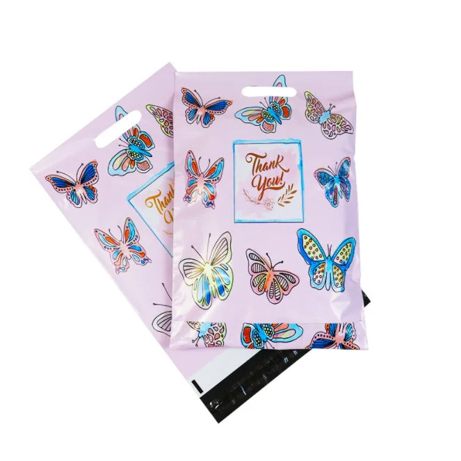 10/50 pièces merci rose Poly Mailer enveloppes adhésives sac bricolage T-shirt sous-vêtements robe Leggings jouets expédition pochettes portables
