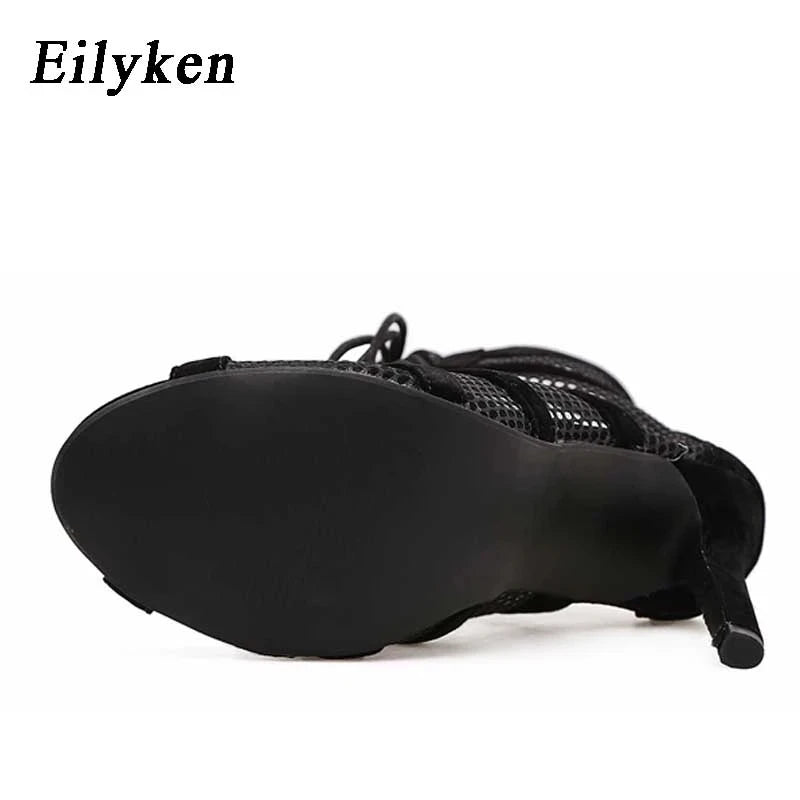 Eilyken Sexy mode femmes chaussures très léger confort haute qualité talons fins bout ouvert danse femme sandales taille 43