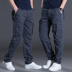 Pantalon cargo à jambe droite pour homme, 2025 coton, poches multi-rabat, extérieur décontracté, travail, randonnée