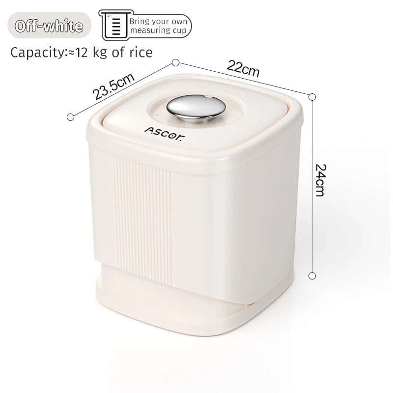 Seau à riz résistant à l'humidité, distributeur de grains rotatif, boîte de rangement de poudre de cuisine, boîte de stockage de riz anti-insectes pour la maison