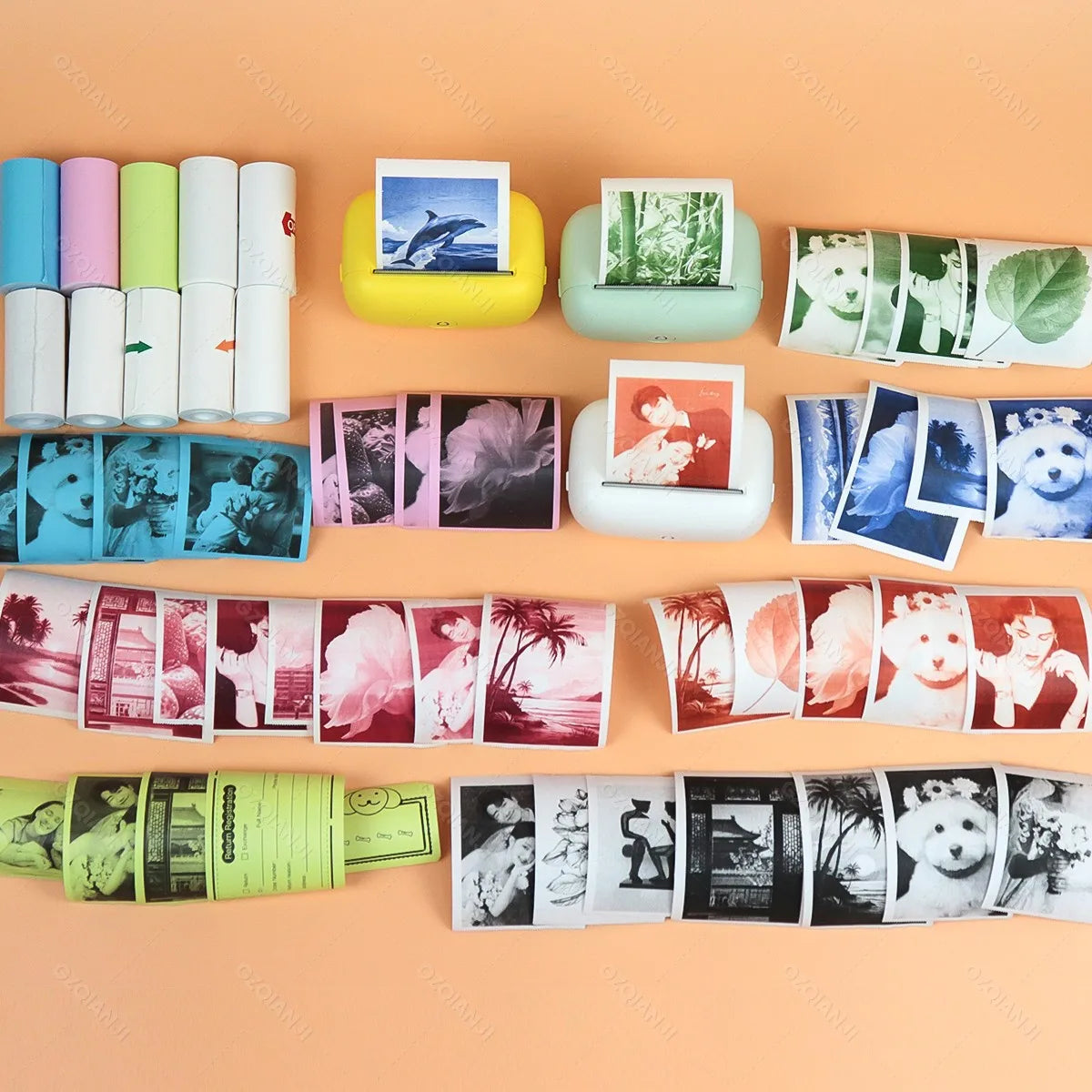 304DPI imprimante thermique de poche Bluetooth Mini imprimante Photo Portable sans fil iOS Android impression et 57mm rouleaux de papier de couleur blanche