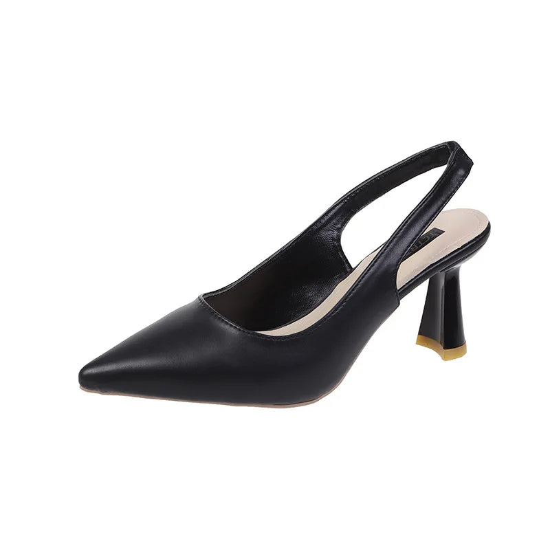 Baotou-Sandales Africaines à Talons Hauts pour Femme, Chaussures Simples à Bout Jolie tu, Chaussures de Travail Noires, Nouvelle Collection Printemps 2025