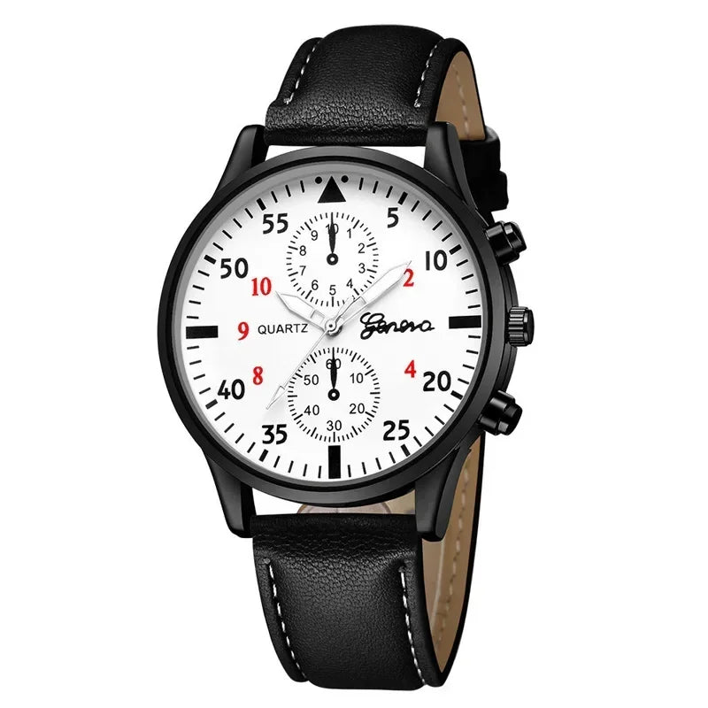 4/2/1pcs Hommes Sports Montres Set Homme Affaires Quartz Montre-bracelet Luxe Marron En Cuir Bracelet Hommes Casual Horloge Montre (pas de boîte)