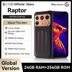 IIIF150 Raptor robuste 6.8 ''FHD + 120Hz affichage 24GB + 256GB 10000mAh 108MP ultra-mince robuste Android 13