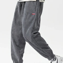 Baggy velours côtelé pantalons de survêtement hommes couleur unie décontracté automne hiver Tech polaire Sport lâche Joggers sarouel mâle pantalons longs