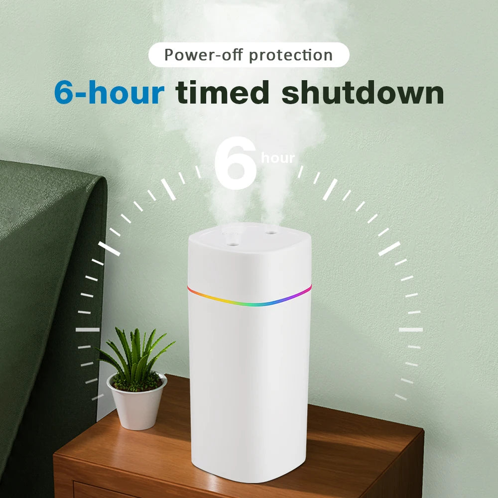 Pulvérisateur de brume fraîche USB, humidificateur d'air électrique Portable de 600ml, diffuseur d'huile aromatique avec veilleuse colorée pour maison et voiture